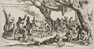 Kemping Cyganów: Przygotowanie uczty autorstwa Jacques Callot