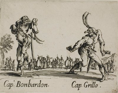 Kapitan Bonbardon - Kapitan Grillo, płyta 13 z Balli di Sfessania autorstwa Jacques Callot