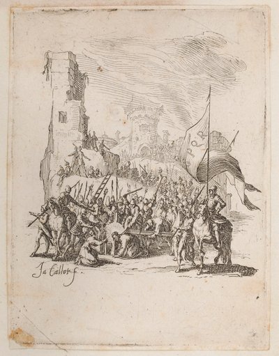 Chrystus dźwigający krzyż, nr. 10 z 11 z La Petite Passion autorstwa Jacques Callot