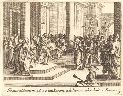 Chrystus i kobieta przyłapana na cudzołóstwie, 1635. autorstwa Jacques Callot
