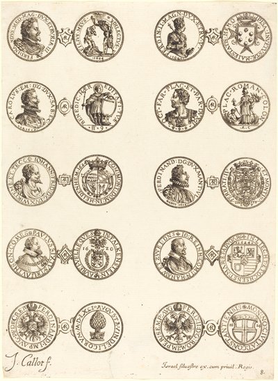 Monety [tablica 8] autorstwa Jacques Callot