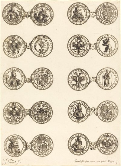 Monety [tablica 9] autorstwa Jacques Callot