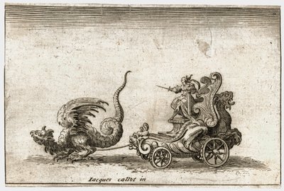 Combat a la barriere: Rydwan ciągnięty przez smoka ... (rycina) autorstwa Jacques Callot