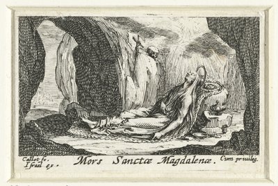 De dood van Maria Magdalena Śmierć św. Magdaleny (tytuł na obiekcie) De boetvaardige heiligen (tytuł serii) autorstwa Jacques Callot