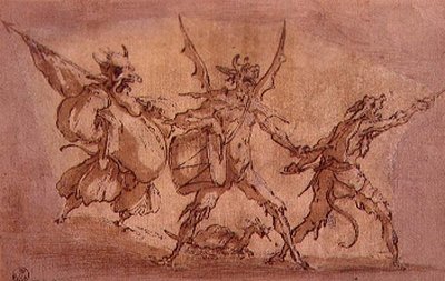 Diabelscy muszkieterowie (pióro i atrament na papierze) autorstwa Jacques Callot