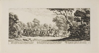 Discovery of the Criminal Soldiers, płyta dziewiąta z The Miseries of War autorstwa Jacques Callot