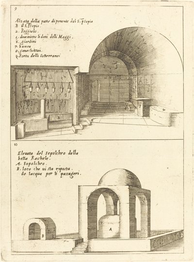 Elewacje Świętego Żłóbka i Grobu Racheli autorstwa Jacques Callot
