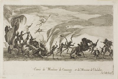 Wpis pana de Couvonage i pana de Chalabre, z „Walki pod barierą” autorstwa Jacques Callot