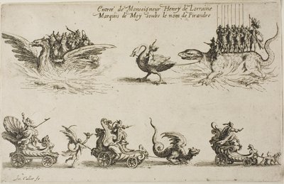 Wpis Monseigneur Henry de Lorraine, markiz de Moy, pod imieniem Pirandre, z „Walki pod barierą” autorstwa Jacques Callot