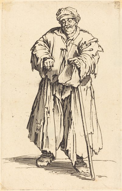 Gruby żebrak ze spuszczonymi oczami autorstwa Jacques Callot