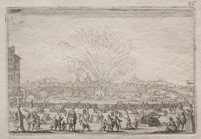 Fajerwerki na Arno, ok. godz. 1622. autorstwa Jacques Callot