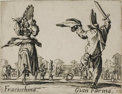 Fracischina - Gian Farina, płyta 17 z Balli di Sfessania autorstwa Jacques Callot