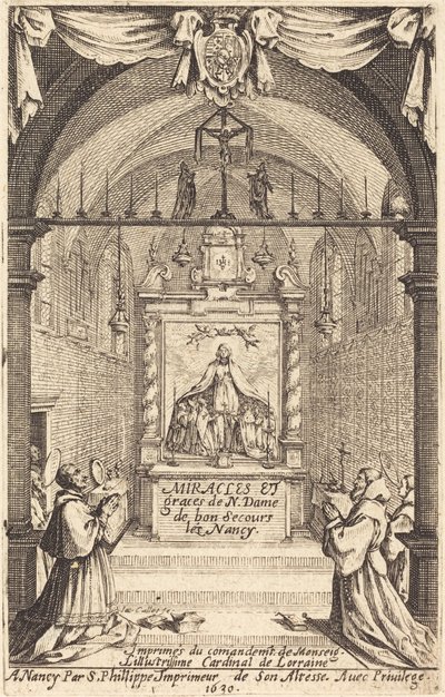 Frontyspis Cudów i Łask Matki Bożej „Bon-Secours-les-Nancy” autorstwa Jacques Callot
