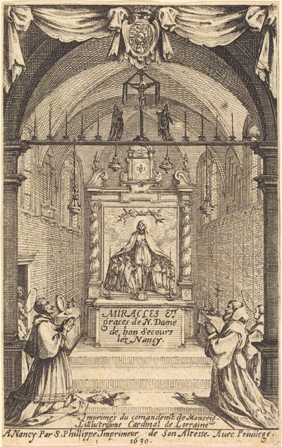 Frontyspis Cudów i Łask Matki Bożej „Bon-Secours-les-Nancy” autorstwa Jacques Callot