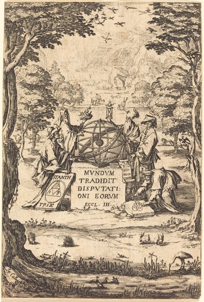 Frontyspis do Świętej Kosmologii (Tytuł z Astrologami) autorstwa Jacques Callot