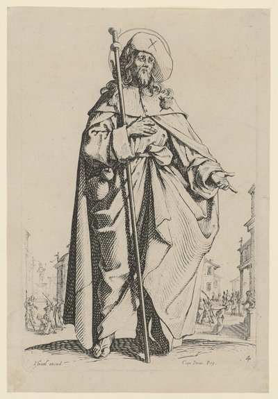 Święty Jakub Starszy, arkusz 7 z serii „Jezus, dwunastu apostołów i Maria” autorstwa Jacques Callot