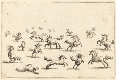 Biegnące konie autorstwa Jacques Callot