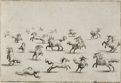 Konie biegną swobodnie, z Kaprysów autorstwa Jacques Callot