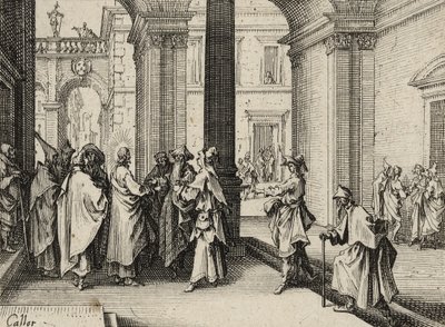 Jezus i doktorzy prawa, 1635 autorstwa Jacques Callot