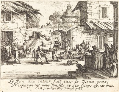 Zabicie utuczonego cielęcia autorstwa Jacques Callot