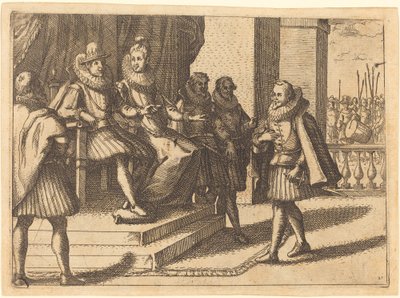 Król i królowa na konsultacjach w sprawie Turków, 1612. autorstwa Jacques Callot
