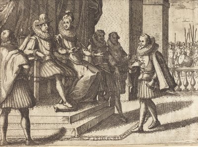 Król i królowa w naradzie w sprawie Turków [recto], 1612. autorstwa Jacques Callot
