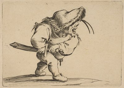 LHomme SApprêtant, syn Tirera, Saber Man przygotowujący się do dobycia miecza, z Varie Fig..., 1616-22. autorstwa Jacques Callot