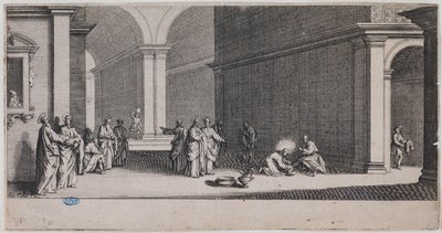 Wielka Pasja, Umywanie nóg. Pierwsza plansza z serii 7 plansz (Lieure 281, Meaume 12) autorstwa Jacques Callot