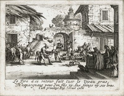 Życie syna marnotrawnego ... (rycina) autorstwa Jacques Callot