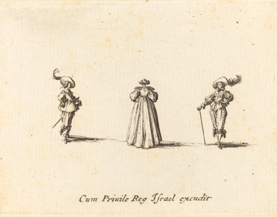 Pani widziana z tyłu i dwóch dżentelmenów, prawdopodobnie 1634. autorstwa Jacques Callot
