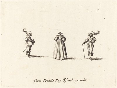 Pani widziana z tyłu i dwóch dżentelmenów, prawdopodobnie 1634. autorstwa Jacques Callot