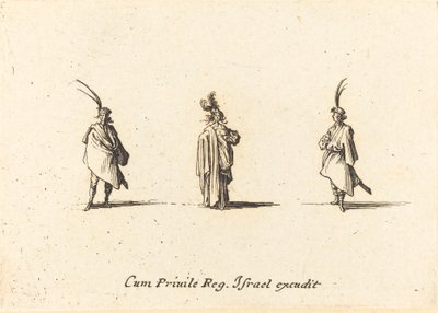 Dama w Długim Płaszczu i Dwóch Panów autorstwa Jacques Callot