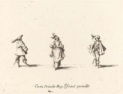 Dama z Pióropuszami i Dwóch Panów, prawdopodobnie 1634. autorstwa Jacques Callot