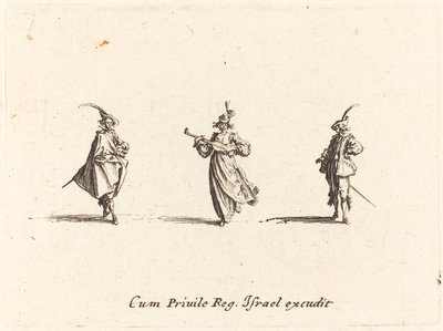 Dama z instrumentem smyczkowym i dwóch dżentelmenów autorstwa Jacques Callot