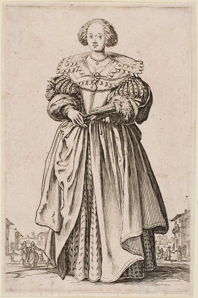 Dama z wachlarzem, z cyklu „Szlachta Lotaryngii” autorstwa Jacques Callot