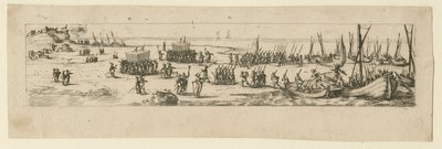 Lądowanie wojsk podczas oblężenia La Rochelle, 1630 autorstwa Jacques Callot