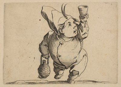 Le Beveur vu de Face The Drinker Oglądane z przodu, z Varie Figure Gobbi, garnitur..., 1616-22. autorstwa Jacques Callot