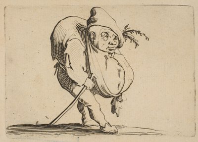 Le Bossu a La Canne Dzwonnik z laską, z Varie Figure Gobbi, suite appelée..., 1616-22. autorstwa Jacques Callot