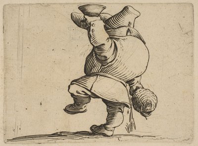 Le Buveur Vu de Dos Pijący widziany z tyłu, z Varie Figure Gobbi, suite appe..., 1616-22. autorstwa Jacques Callot