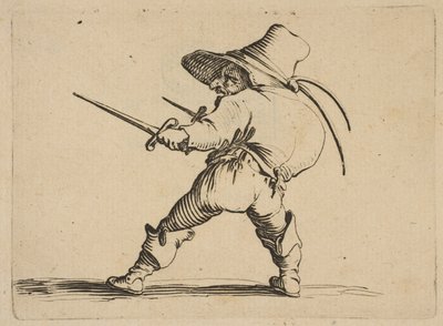 Pojedynek z mieczem i Daggarem, z Varie..., 1616-22. autorstwa Jacques Callot