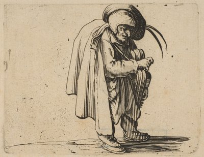 Le Jouer de Vielle Gracz liry korbowej, z Varie Figure Gobbi, suita o nazwie aus..., 1616-22. autorstwa Jacques Callot