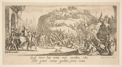 Niesienie krzyża, z Wielkiej Męki autorstwa Jacques Callot