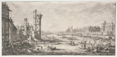 Dwa wspaniałe widoki Paryża: Widok na Luwr, 1628-1630. autorstwa Jacques Callot