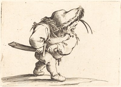 Człowiek przygotowujący się do dobycia miecza, c. 1622. autorstwa Jacques Callot