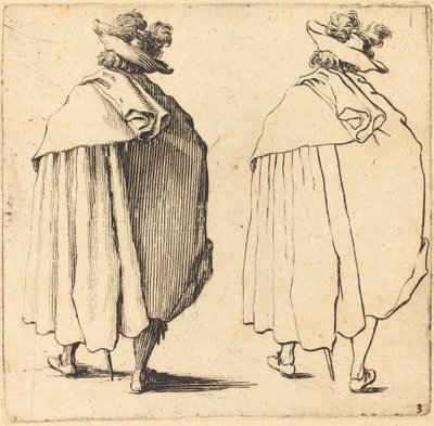 Mężczyzna w płaszczu, widziany z tyłu autorstwa Jacques Callot