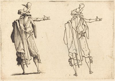 Mężczyzna widziany z tyłu z wyciągniętą prawą ręką autorstwa Jacques Callot
