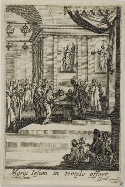 Maryja przedstawiająca Chrystusa w świątyni, z Życia Dziewicy autorstwa Jacques Callot