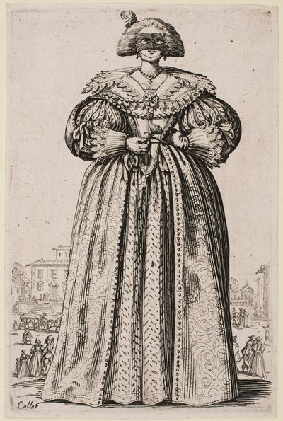 Dama w masce, z cyklu „Szlachta Lotaryngii” autorstwa Jacques Callot