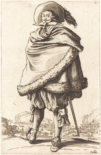Szlachcic owinięty płaszczem obszytym futrem autorstwa Jacques Callot