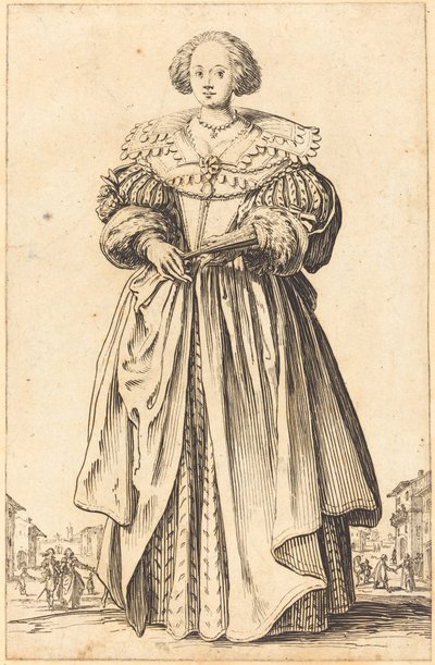 Szlachetna kobieta z wachlarzem autorstwa Jacques Callot